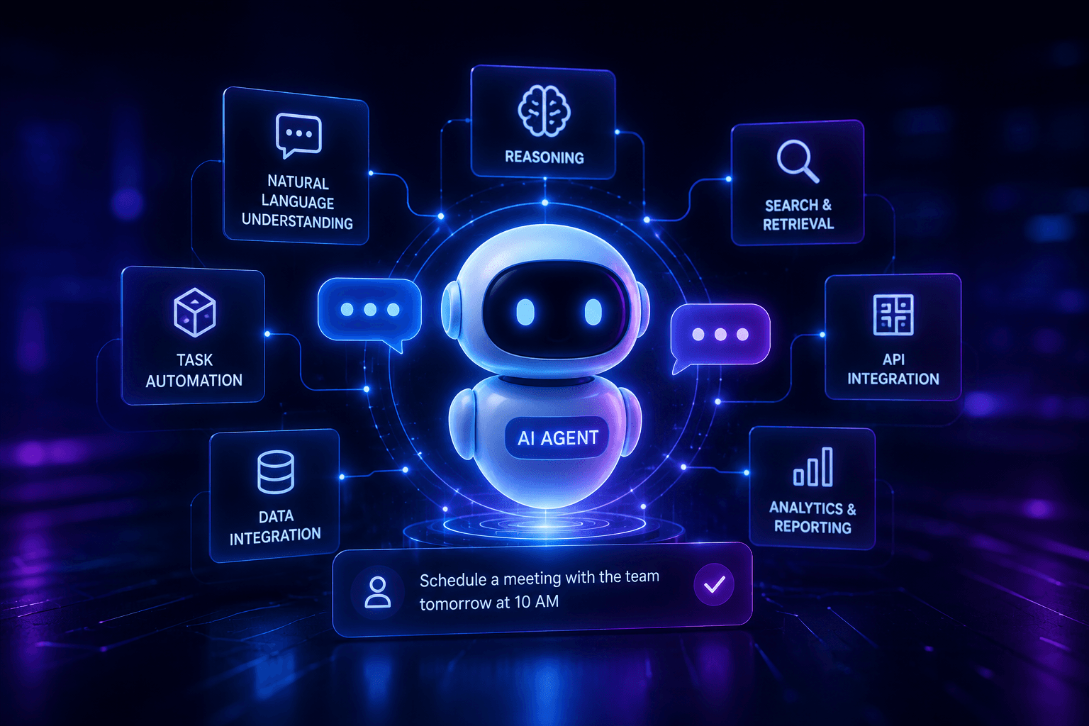 Data center style visual representing autonomous AI agents at scale